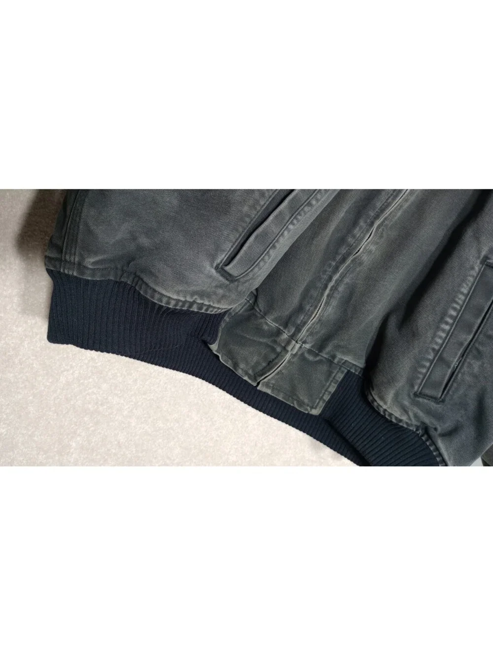 Vtg Carhartt Jacket 101228 BANGSTON Lined Men's Corduroy Collar Distressed Gray